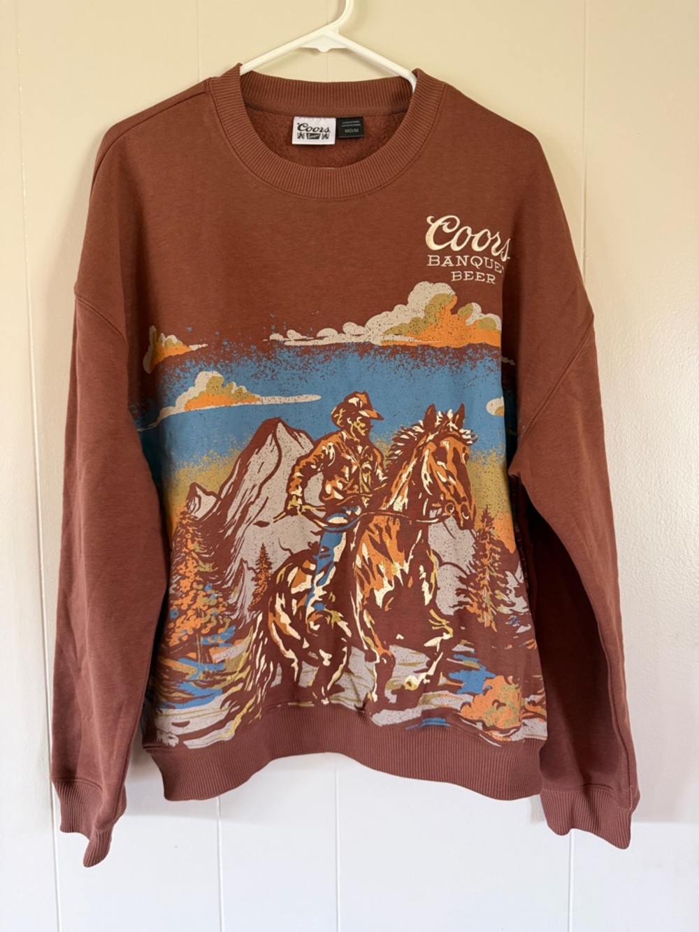 Coors Banquet Beer Brown Graphic Crewneck Sweatshirt